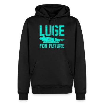 Luge de course - Sweat à capuche Premium bio Homme - noir - Devant - Nico (187cm)