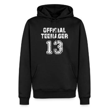 13th birthday gift - Men’s Premium Organic Hoodie - black - Front - Nico (187cm)