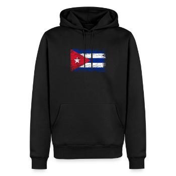 Bannière drapeau Cuba rhum cubain de La Havane - Sweat à capuche Premium bio Homme - noir - Devant - Nico (187cm)