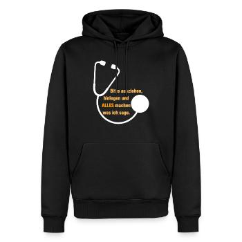 Bitte Ausziehen Lustiger Spruch Arzt Doc Geschenk - Männer Premium Bio Hoodie - Schwarz - Vorne - Nico (187cm)