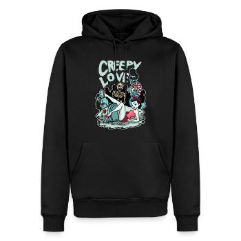 Creepy Love I Gift pour les fans d'horreur et de rock - Sweat à capuche Premium bio Homme - noir - Devant - Nico (187cm)