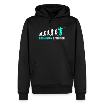 Badminton Evolution - Männer Premium Bio Hoodie - Schwarz - Vorne - Nico (187cm)