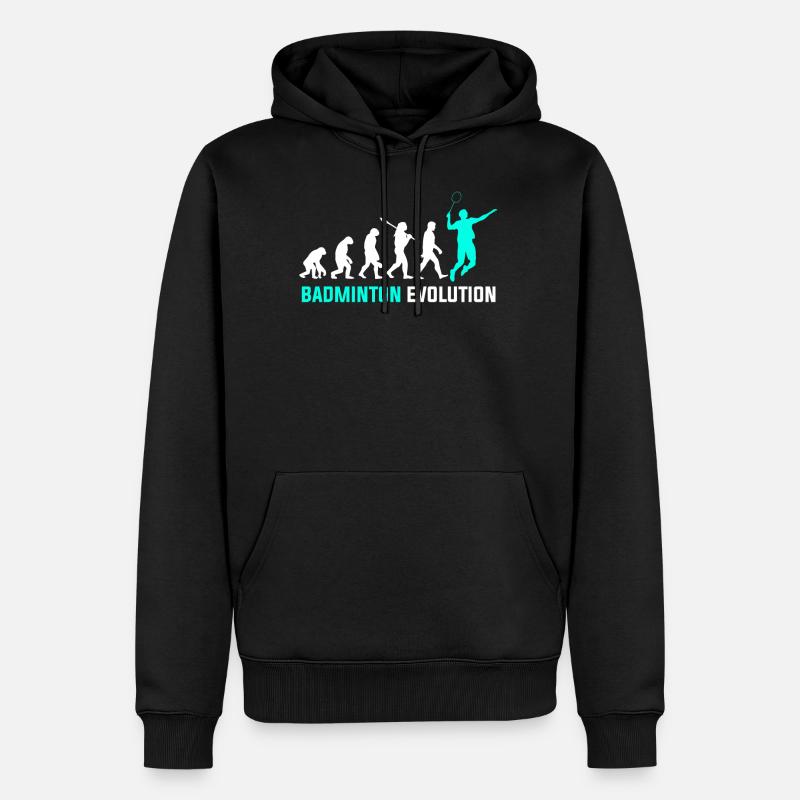 Badminton Evolution - Männer Premium Bio Hoodie - Schwarz