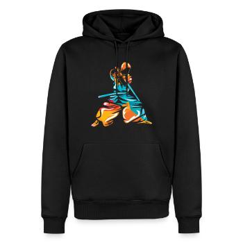 Iaido - Sweat à capuche Premium bio Homme - noir - Devant - Nico (187cm)