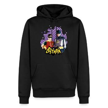 DC Comics Robin Retro Dynamisches Duo - Männer Premium Bio Hoodie - Schwarz - Vorne - Nico (187cm)