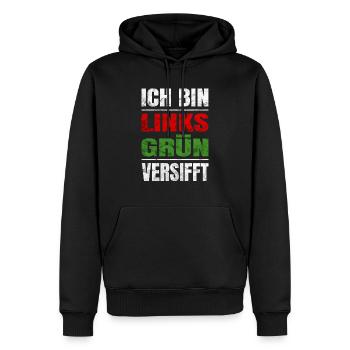 Ich bin Links Grün Versifft für Menschenrechte - Männer Premium Bio Hoodie - Schwarz - Vorne - Nico (187cm)