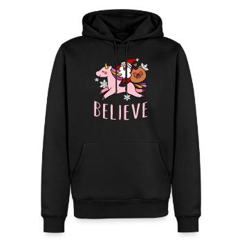 Licorne Père Noël Licornes - Sweat à capuche Premium bio Homme - noir - Devant - Nico (187cm)