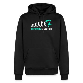 Evolution du parachutisme - Sweat à capuche Premium bio Homme - noir - Devant - Nico (187cm)