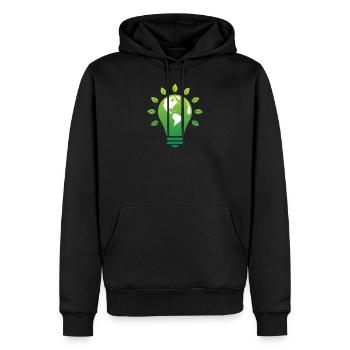 Poire verte, électricité - changement climatique, protection de l'environnement - Sweat à capuche Premium bio Homme - noir - Devant - Nico (187cm)