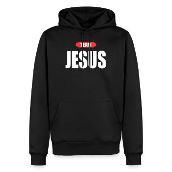 Équipe Jésus Christ Dieu Chrétien - Sweat à capuche Premium bio Homme - noir - Devant - Nico (187cm)