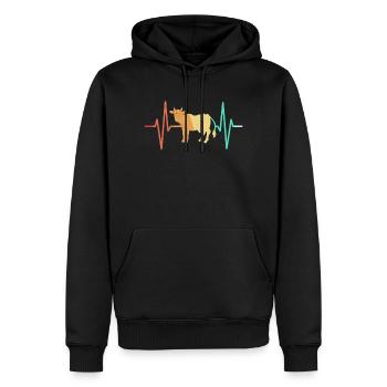 Kuh Kühe Bauer Landwirt Vintage Retro - Männer Premium Bio Hoodie - Schwarz - Vorne - Nico (187cm)