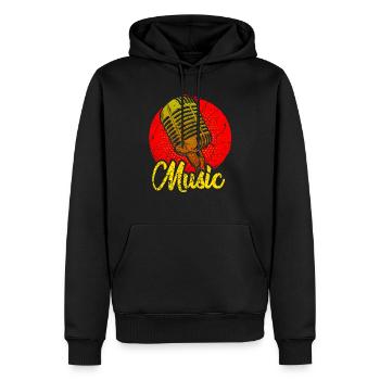 Microphone Chanteur Chanteur Chant musical - Sweat à capuche Premium bio Homme - noir - Devant - Nico (187cm)