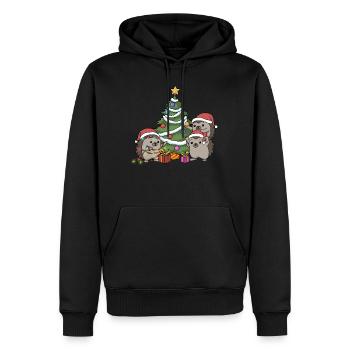 Hérisson de Noël Arbre de Noël Décorer l'Avent - Sweat à capuche Premium bio Homme - noir - Devant - Nico (187cm)
