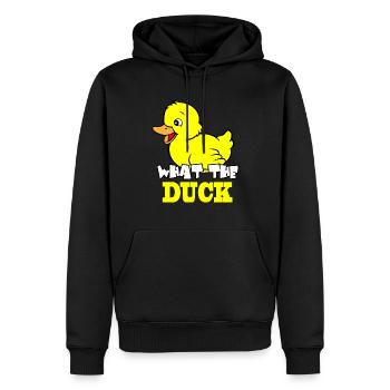What the Duck - Männer Premium Bio Hoodie - Schwarz - Vorne - Nico (187cm)