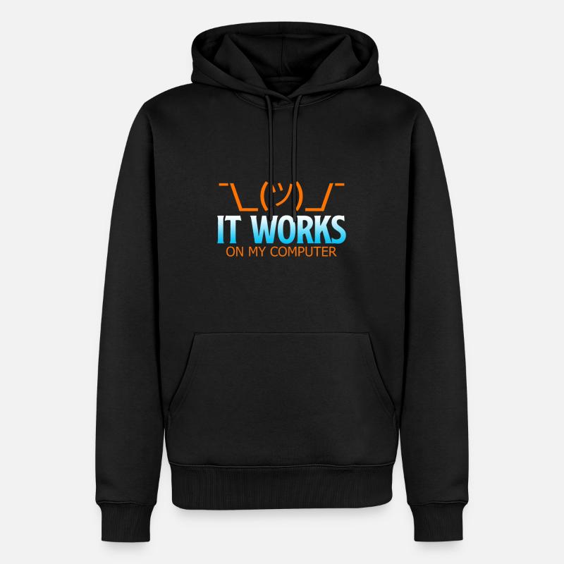 It works on my computer - Funny Developer Shirt - Männer Premium Bio Hoodie - Schwarz