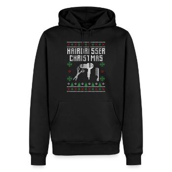 Coiffeur coiffeur pull de noël laid - Sweat à capuche Premium bio Homme - noir - Devant - Nico (187cm)