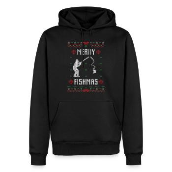 joyeux fishmas - chandail de Noël laide - Sweat à capuche Premium bio Homme - noir - Devant - Nico (187cm)