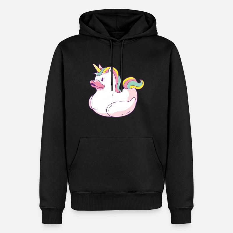 Einhorn Schwimmente - Männer Premium Bio Hoodie - Schwarz