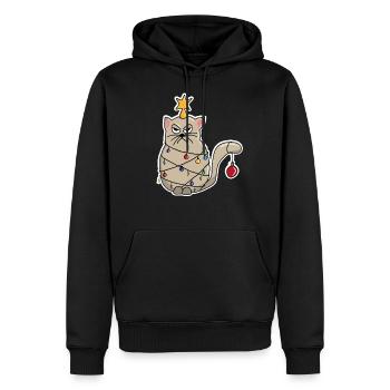 Lumières de chat de Noël - Sweat à capuche Premium bio Homme - noir - Devant - Nico (187cm)