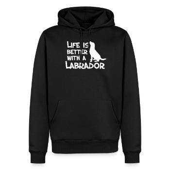 Life with Labrador - Wolfhound, Husky, Gift - Men’s Premium Organic Hoodie - black - Front - Nico (187cm)