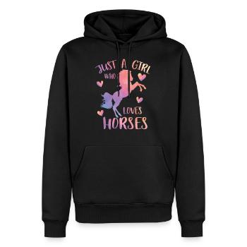 Nur ein Mädchen, das Pferde liebt - Männer Premium Bio Hoodie - Schwarz - Vorne - Nico (187cm)