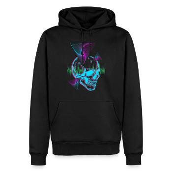 Crâne Vaporwave pour Techno, Goa Spytrance Fete - Sweat à capuche Premium bio Homme - noir - Devant - Nico (187cm)