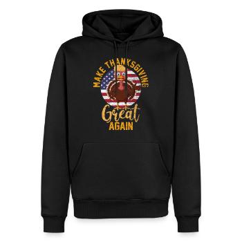 Thanksgiving Donald  Amerika - Männer Premium Bio Hoodie - Schwarz - Vorne - Nico (187cm)