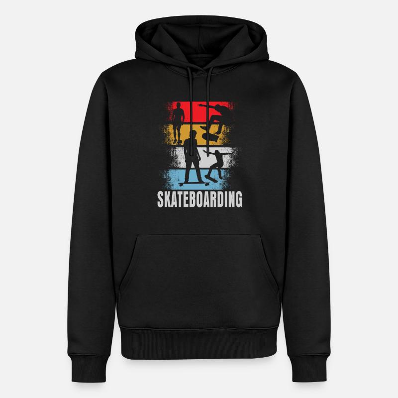 Skateboard Skate Retro Geschenk - Männer Premium Bio Hoodie - Schwarz