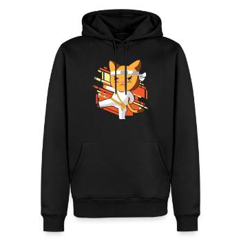 Karate Katze - Männer Premium Bio Hoodie - Schwarz - Vorne - Nico (187cm)