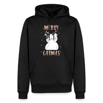 Weihnachten Katze Kater Heiligabend - Männer Premium Bio Hoodie - Schwarz - Vorne - Nico (187cm)