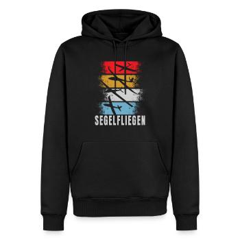 Rétro glisse - Sweat à capuche Premium bio Homme - noir - Devant - Nico (187cm)