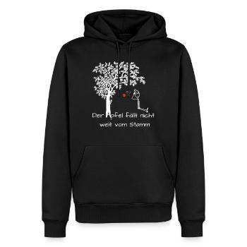 Apfel fällt nicht weit vom Stamm Spruch Witzig - Männer Premium Bio Hoodie - Schwarz - Vorne - Nico (187cm)