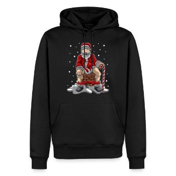 Père Noël caca dans la cheminée - représailles - Sweat à capuche Premium bio Homme - noir - Devant - Nico (187cm)