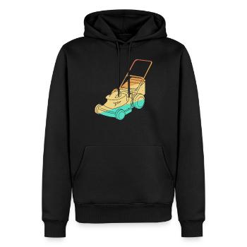 Lawn Mowing Lawn Mower Vintage Retro - Men’s Premium Organic Hoodie - black - Front - Nico (187cm)