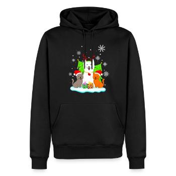 Cats Christmas Lover Gift T-Shirt - Men’s Premium Organic Hoodie - black - Front - Nico (187cm)