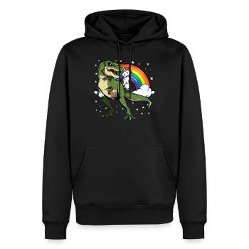 Licorne T-Rex Arc-en-ciel étoiles Fabeltier Cadeau - Sweat à capuche Premium bio Homme - noir - Devant - Nico (187cm)