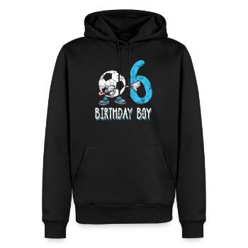 Football fils 6 ans anniversaire 6 cadeau garçon - Sweat à capuche Premium bio Homme - noir - Devant - Nico (187cm)