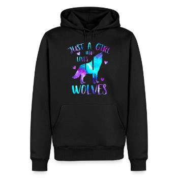 Nur ein Mädchen, das Wölfe Liebt Galaxy - Männer Premium Bio Hoodie - Schwarz - Vorne - Nico (187cm)