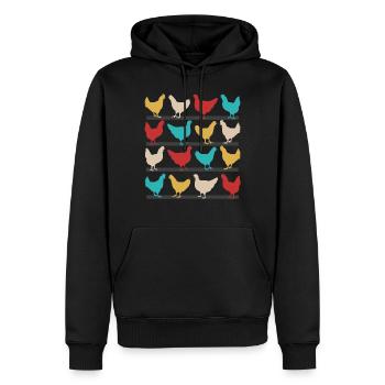 Chicken chickens cock stall animal farm farmer - Men’s Premium Organic Hoodie - black - Front - Nico (187cm)