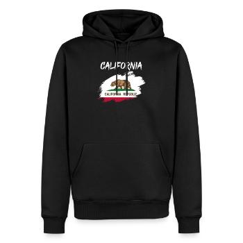 Kalifornien - Männer Premium Bio Hoodie - Schwarz - Vorne - Nico (187cm)