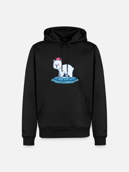 Eisbär Kind - Männer Premium Bio Hoodie - Schwarz