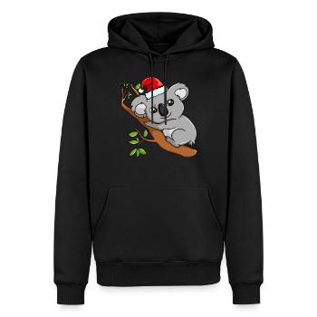 Koala Panda Panda Noël drôle - Sweat à capuche Premium bio Homme - noir - Devant - Nico (187cm)