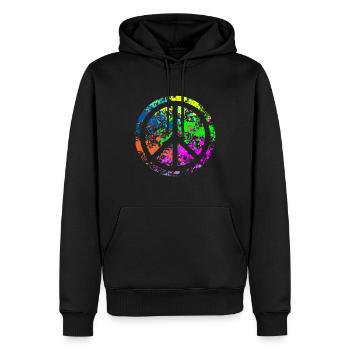 Peace - Farben - Männer Premium Bio Hoodie - Schwarz - Vorne - Nico (187cm)
