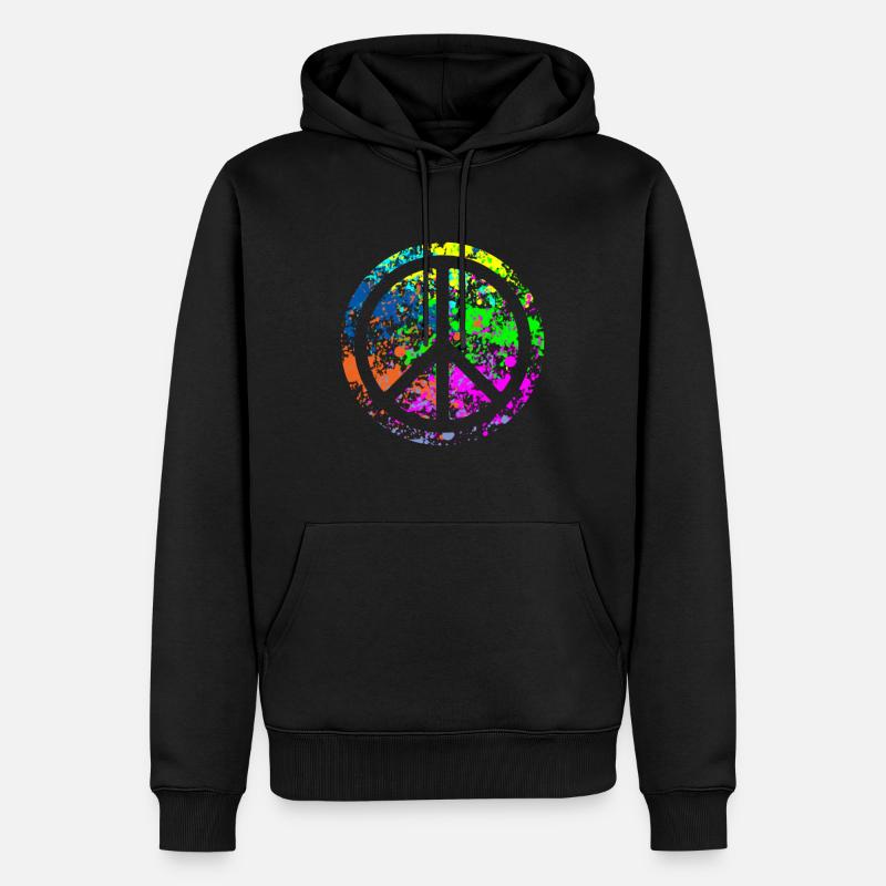 Peace - Farben - Männer Premium Bio Hoodie - Schwarz