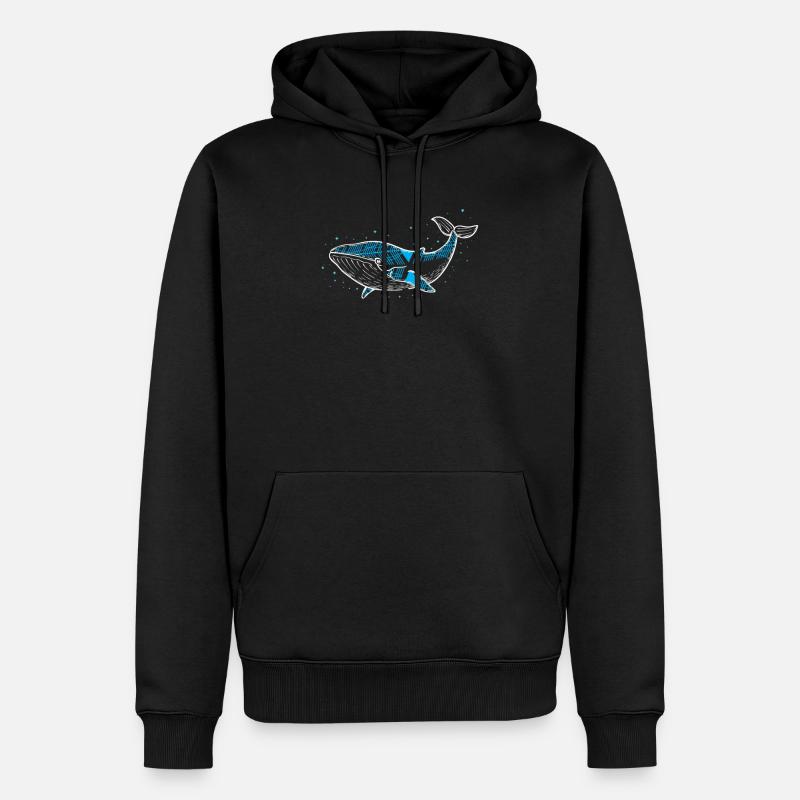 Baleine - baleine - créatures marines - Sweat à capuche Premium bio Homme - noir