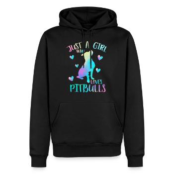 Juste une fille qui aime les pitbulls - Pitbull - Sweat à capuche Premium bio Homme - noir - Devant - Nico (187cm)
