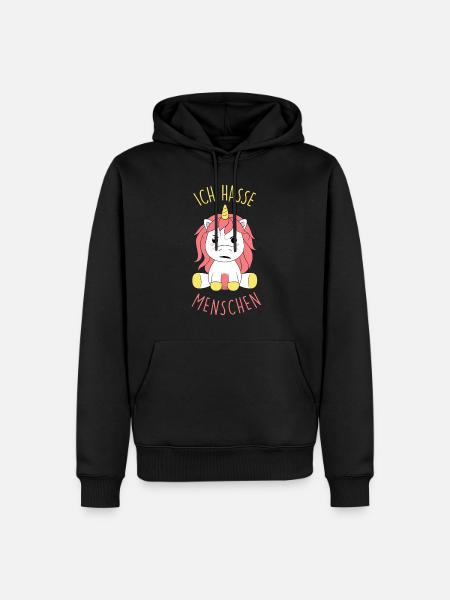 Ich hasse Menschen - Männer Premium Bio Hoodie - Schwarz