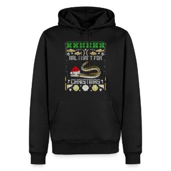 Anguille de Noël drôle que je veux pour Noël - Sweat à capuche Premium bio Homme - noir - Devant - Nico (187cm)
