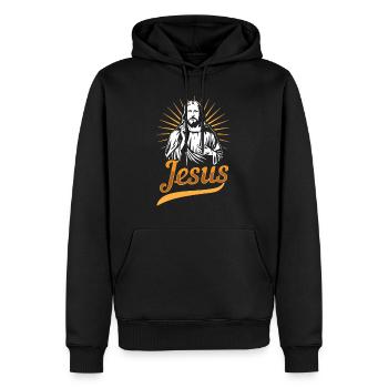 Jésus - Sweat à capuche Premium bio Homme - noir - Devant - Nico (187cm)