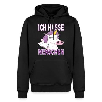 Ich hasse Menschen - Männer Premium Bio Hoodie - Schwarz - Vorne - Nico (187cm)